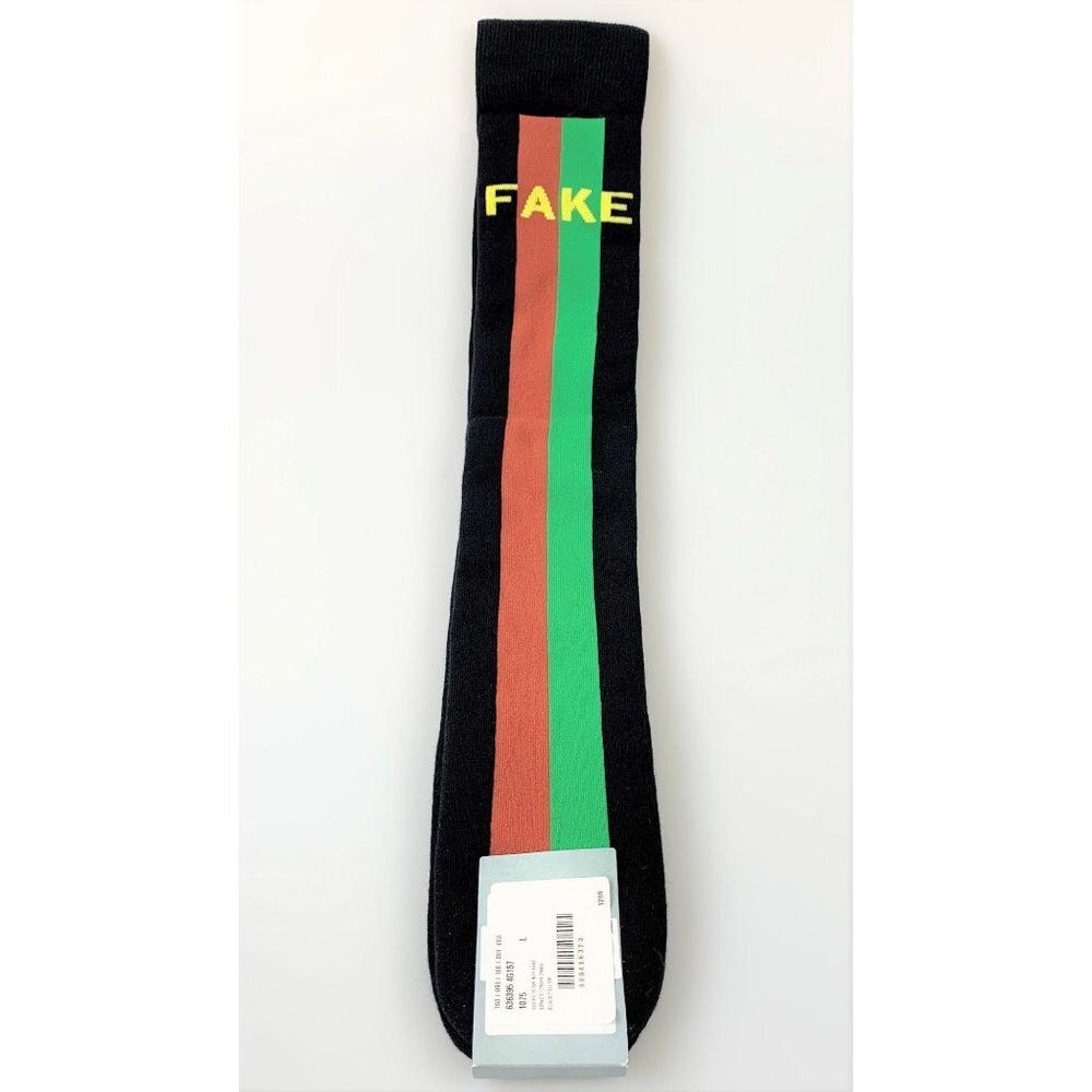 NWT Gucci Men's Fake/not Striped Knit Socks In Black Size L - Picture 2 of 10